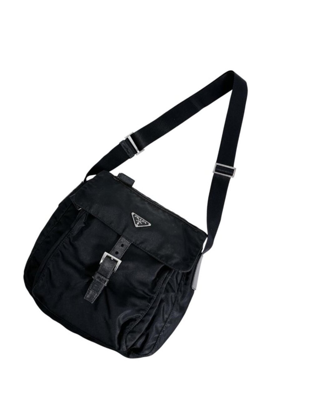 Prada Re-Nylon Crossbody Back Triangle Logo Shoulder Bag Black